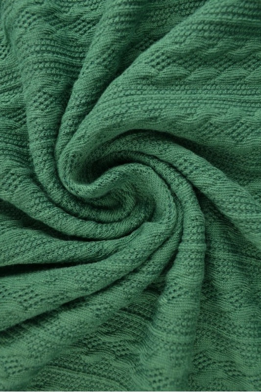 Mørkegrøn jacquard-kabelstrik, metervare til erhverv (billede 1 af 2)