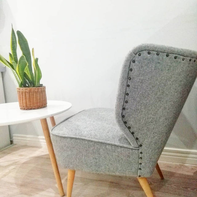 Røggrå Clark møbelstof – uld-blend og meleret look, metervare til erhverv (billede 5 af 6)