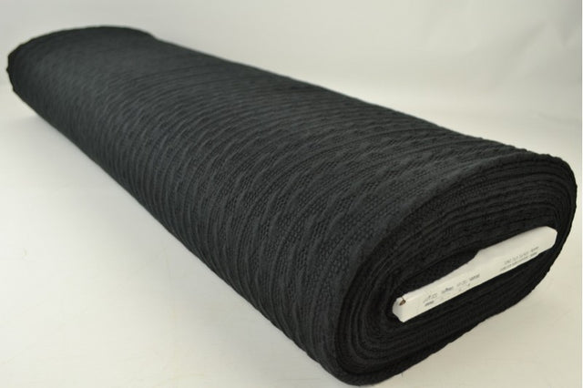 Sort jacquard-kabelstrik, metervare til erhverv (billede 2 af 2)