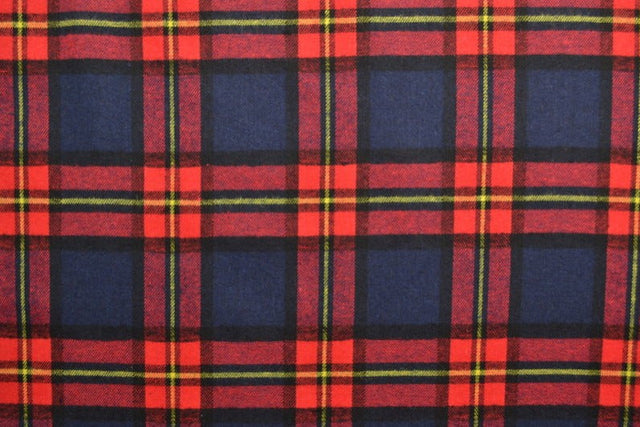 Rød og navyblå skotskternet flannel, metervare til erhverv (billede 3 af 14)
