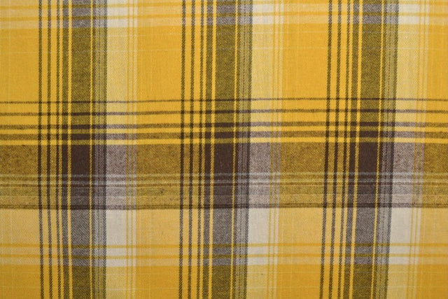 Gul og brun skotskternet flannel, metervare til erhverv (billede 3 af 14)