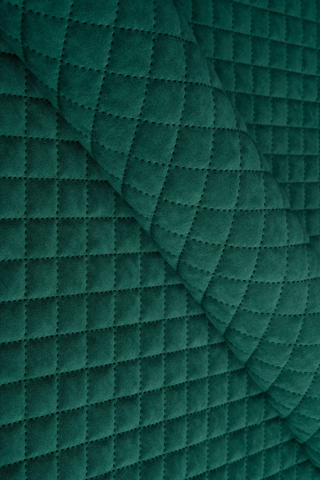Klar malakitgrøn Uttario velvet 3D – quiltet velour med rudemønster, metervare til erhverv (billede 1 af 3)