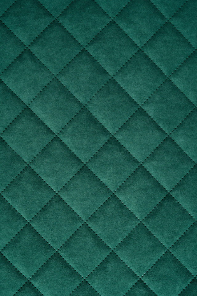Dæmpet grangrøn Uttario velvet 3D – quiltet velour med viftemønster, metervare til erhverv (billede 1 af 2)