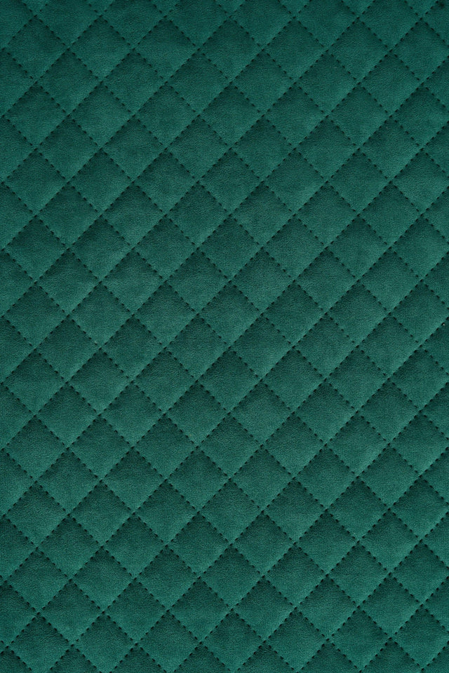 Dæmpet grangrøn Uttario velvet 3D – quiltet velour med rudemønster, metervare til erhverv (billede 2 af 3)