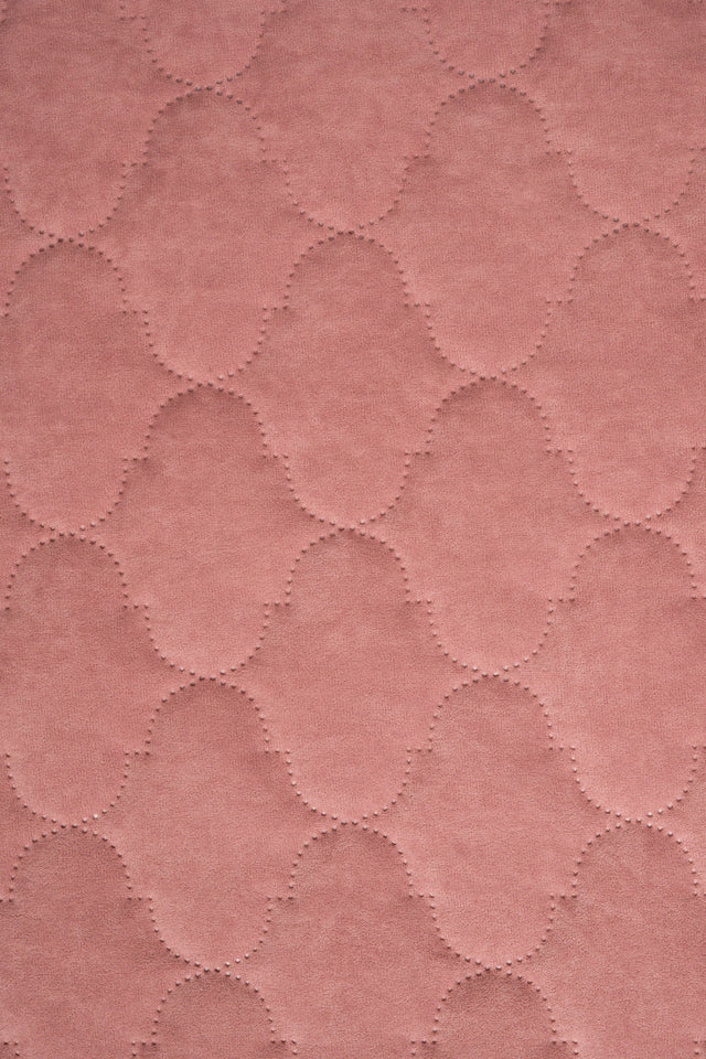 Blød koralrosa Uttario velvet 3D – quiltet velour med boblemønster, metervare til erhverv (billede 2 af 3)