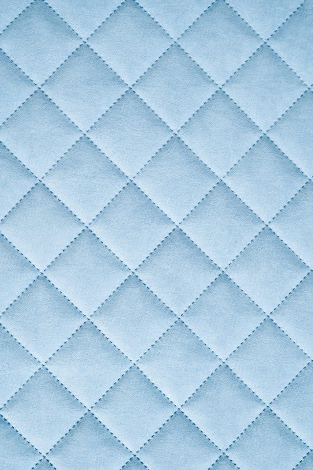 Lys himmelblå Uttario velvet 3D – quiltet velour med viftemønster, metervare til erhverv (billede 2 af 3)