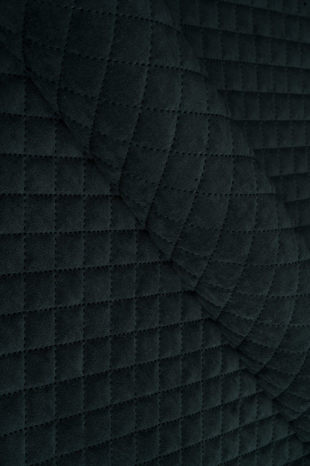 Mørk grafitsort Uttario velvet 3D – quiltet velour med rudemønster, metervare til erhverv (billede 1 af 3)