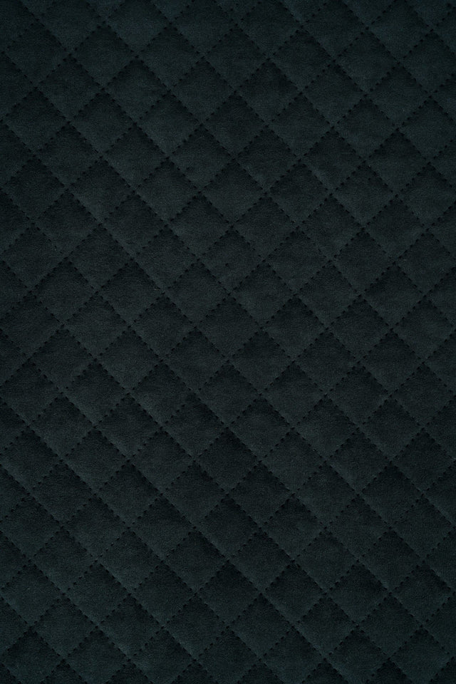 Mørk grafitsort Uttario velvet 3D – quiltet velour med rudemønster, metervare til erhverv (billede 2 af 3)