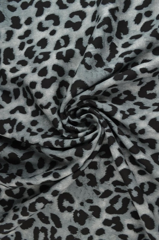 Viskose stof med leopardprint – grå & sort, metervare til erhverv (billede 1 af 9)