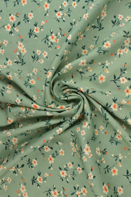Viskose stof med småt blomsterprint – sort & flerfarvet, metervare til erhverv (billede 1 af 9)