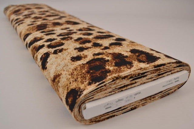 Viskose stof med leopardprint – beige & cognac, metervare til erhverv (billede 2 af 9)
