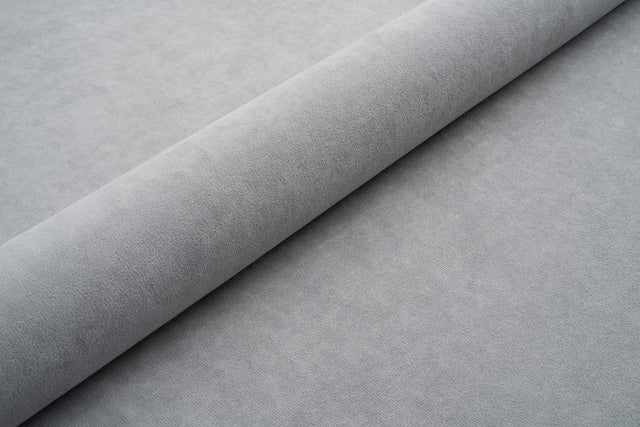 Stålgrå tyk mat velour møbelstof med fleecebagside, metervare til erhverv (billede 1 af 3)