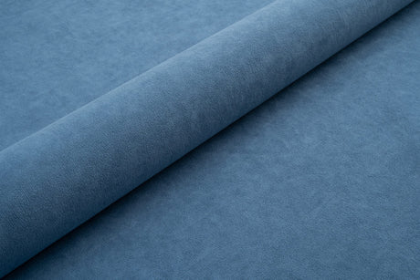 Gråblå tyk mat velour møbelstof med fleecebagside, metervare til erhverv (billede 1 af 3)