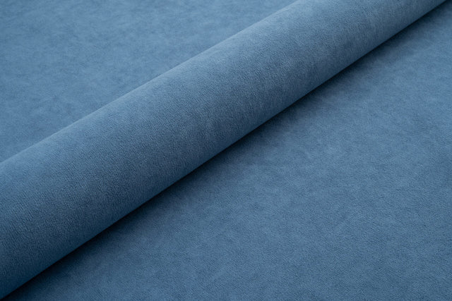 Gråblå tyk mat velour møbelstof med fleecebagside, metervare til erhverv (billede 1 af 3)