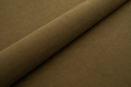 Olivenbrun tyk mat velour møbelstof med fleecebagside, metervare til erhverv (billede 1 af 3)