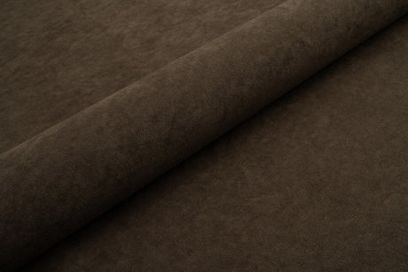 Kakaobrun tyk mat velour møbelstof med fleecebagside, metervare til erhverv (billede 1 af 3)
