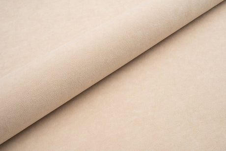 Beige tyk mat velour møbelstof med fleecebagside, metervare til erhverv (billede 1 af 3)