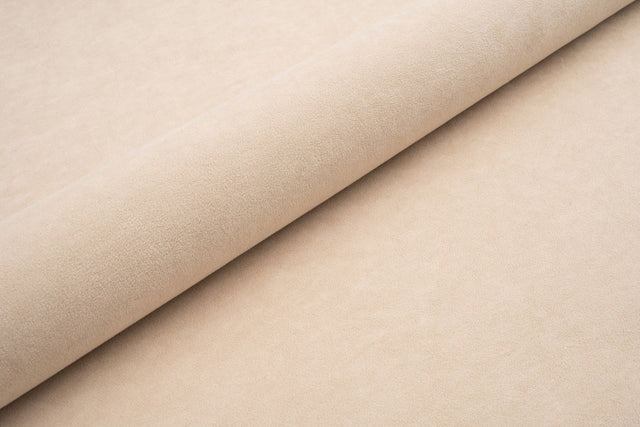 Beige tyk mat velour møbelstof med fleecebagside, metervare til erhverv (billede 1 af 3)