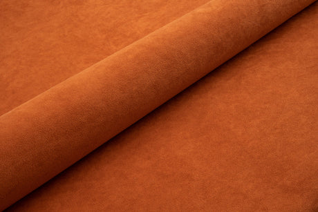 Rustbrun tyk mat velour møbelstof med fleecebagside, metervare til erhverv (billede 1 af 3)