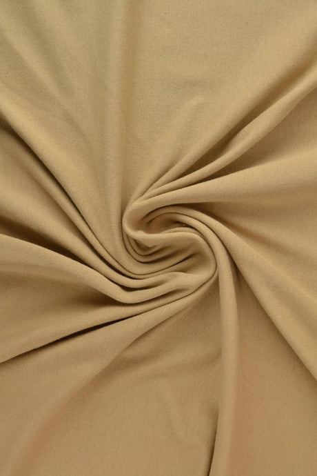 Beige bomuldsjersey – naturlig, åndbar & strækbar, metervare til erhverv (billede 1 af 7)