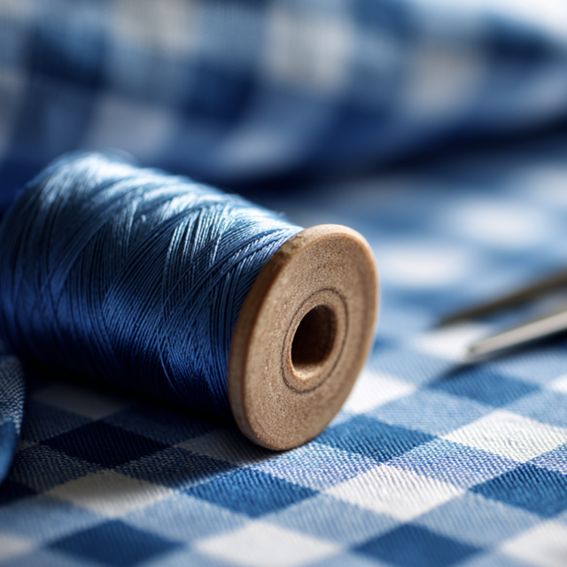 BLÅ 6,5 MM GINGHAM STRIBER – OEKO-TEX BOMULD, LET & ÅNDBAR