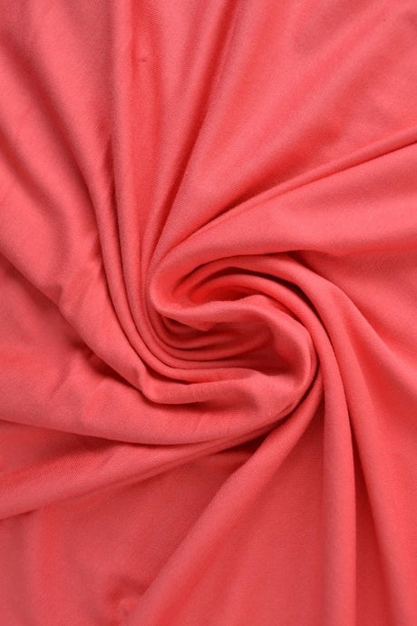 Koral pink viskose jersey – blød, åndbar & strækbar, metervare til erhverv (billede 1 af 4)