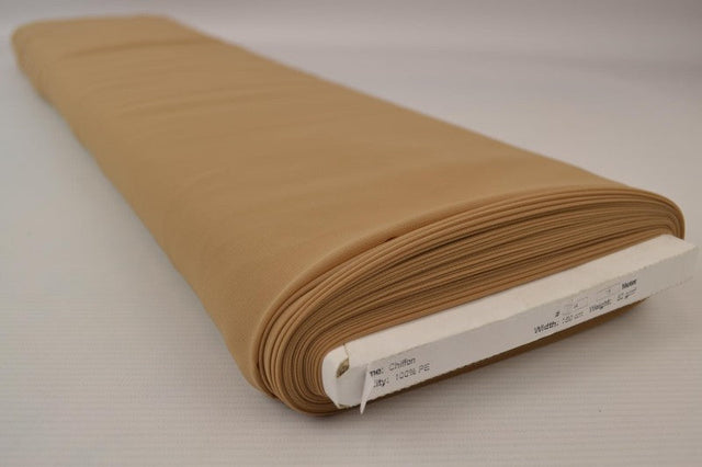 Mørk beige chiffon – let, gennemsigtig & med flot fald, metervare til erhverv (billede 2 af 7)