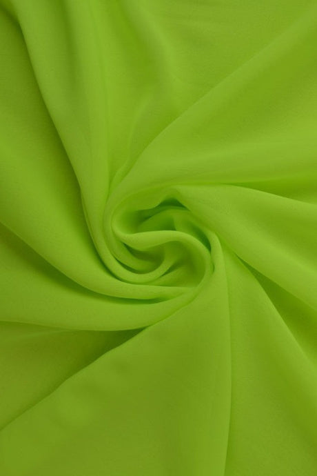 Lime grøn chiffon – let, gennemsigtig & med flot fald, metervare til erhverv (billede 1 af 7)