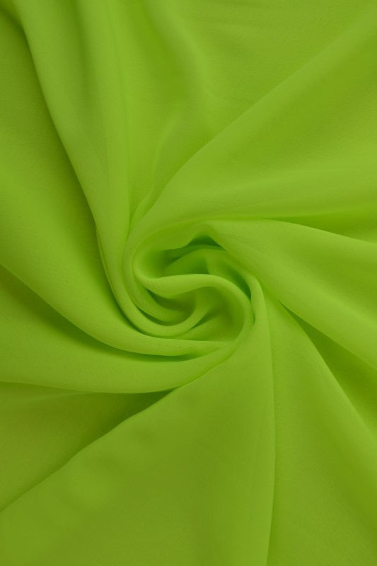 Lime grøn chiffon – let, gennemsigtig & med flot fald, metervare til erhverv (billede 1 af 7)