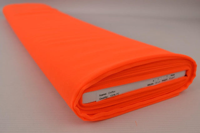 Mørk neon orange chiffon – let, gennemsigtig & med flot fald, metervare til erhverv (billede 2 af 7)