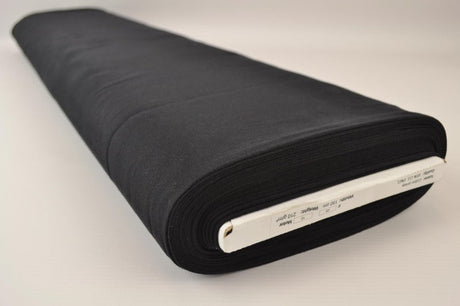 Sort bomuldsjersey – naturlig, åndbar & strækbar, metervare til erhverv (billede 2 af 8)