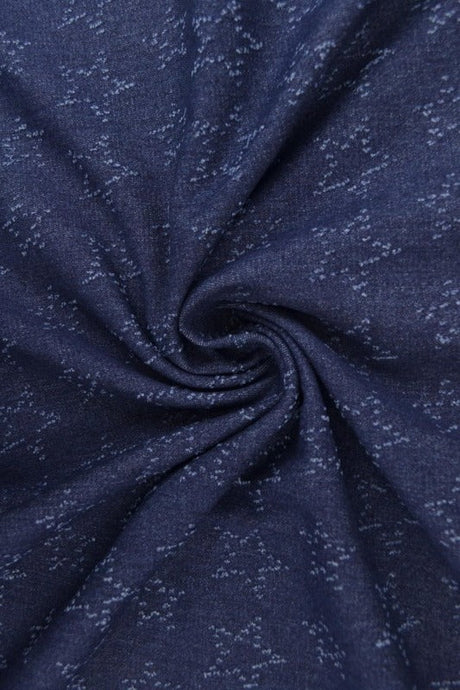 Mørkeblå denim stof med stjernemønster – metervare til bukser & jakker, metervare til erhverv (billede 1 af 8)