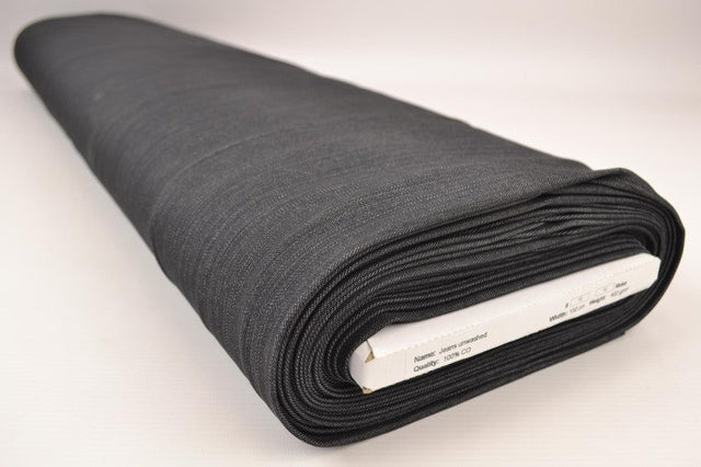 Mørkegrå uvasket denim med stræk – 370 g/m², metervare til erhverv (billede 2 af 9)