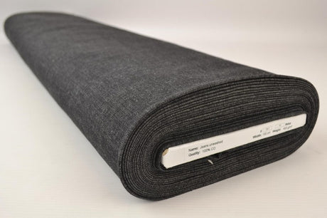 Koksgrå uvasket denim med stræk – 370 g/m², metervare til erhverv (billede 2 af 9)