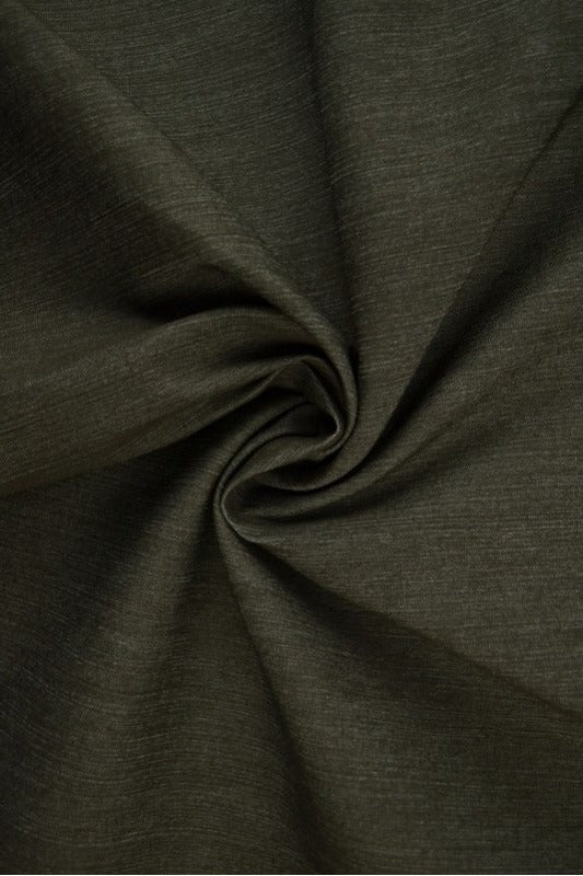 Mørk oliven uvasket denim med stræk – 370 g/m², metervare til erhverv (billede 1 af 8)
