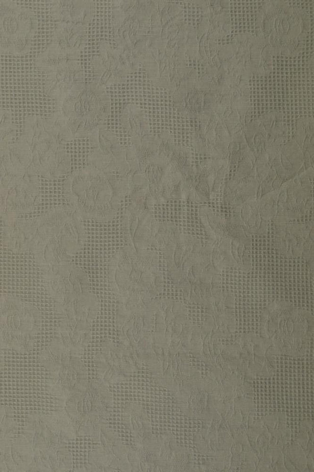 Sølvgrå bomulds jacquard - vaffelstruktur med blomstermotiv, metervare til erhverv (billede 3 af 5)