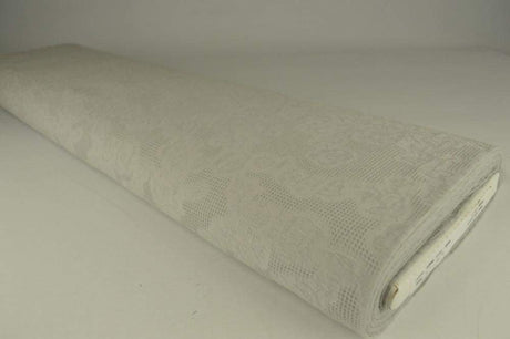 Sølvgrå bomulds jacquard - vaffelstruktur med blomstermotiv, metervare til erhverv (billede 2 af 5)