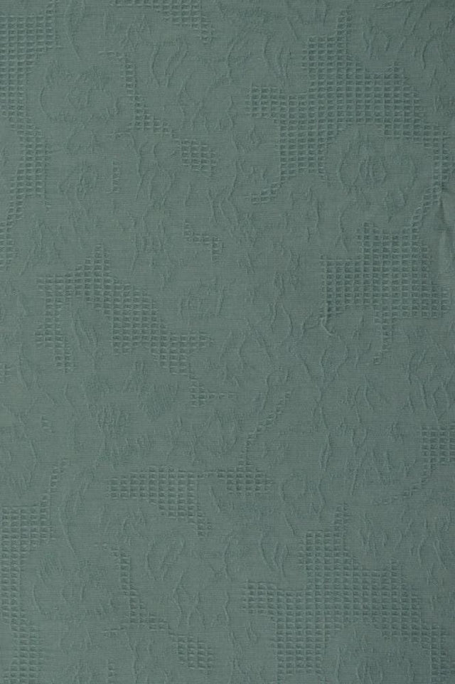 Vintage blå bomulds jacquard - vaffelstruktur med blomstermotiv, metervare til erhverv (billede 2 af 5)