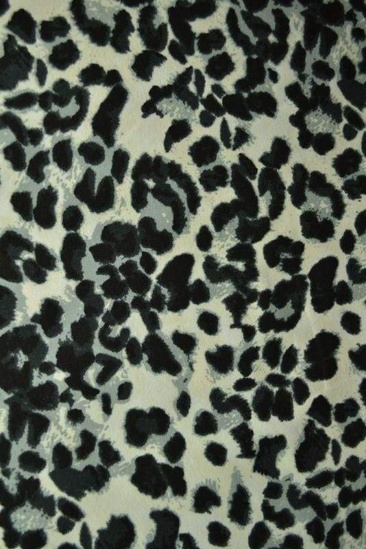 Lysegrå bomuldsjersey m. leopard print, metervare til erhverv (billede 1 af 2)