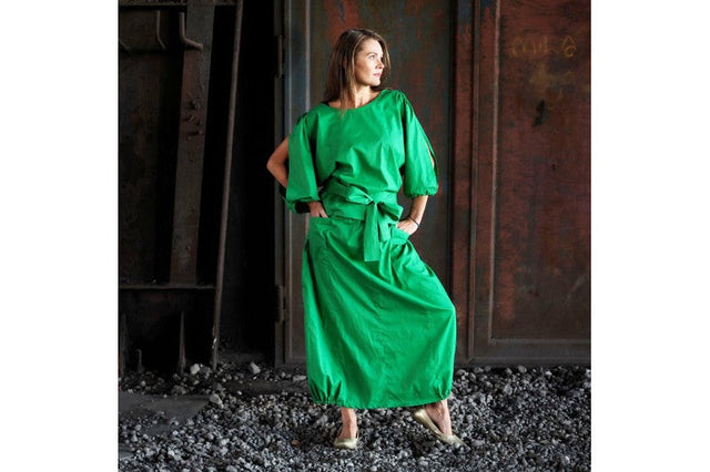 MOSGRØN BOMULDSPOPLIN