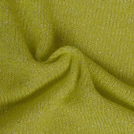 Limegrøn jersey lurex – elastisk glimmerstof, metervare til erhverv (billede 1 af 2)