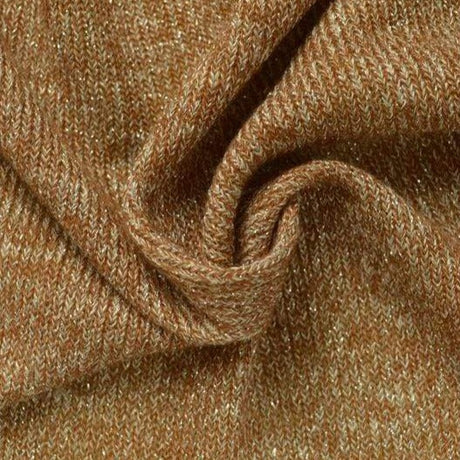 Sølvbrun jersey lurex – elastisk glimmerstof, metervare til erhverv (billede 1 af 2)
