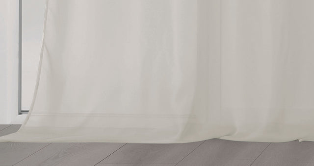 Chic chiffon stof til gardiner - gråbeige, metervare til erhverv (billede 4 af 4)