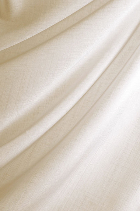 Silkeblød semi-transparent gardinvoile — råhvid, stofprøve