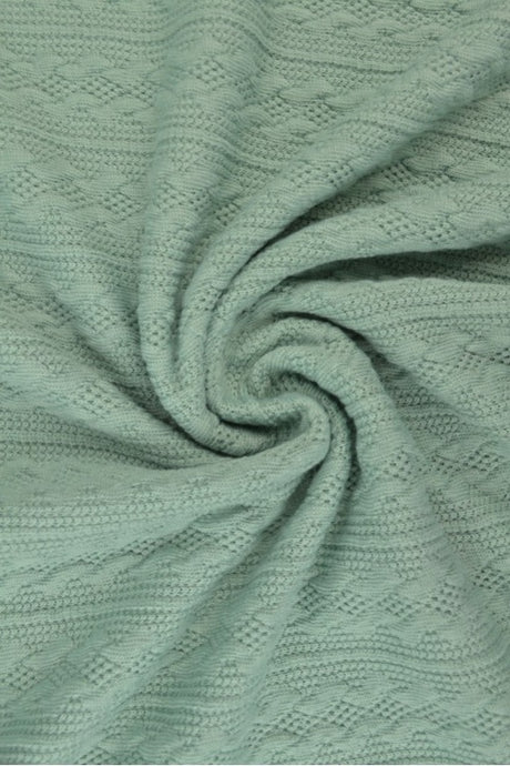 Gammelgrøn jacquard-kabelstrik, metervare til erhverv (billede 1 af 2)