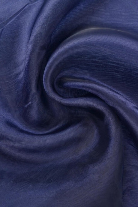 Navy organza – transparent & skinnende, metervare til erhverv (billede 1 af 7)