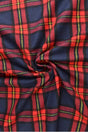 Rød og navyblå skotskternet flannel, metervare til erhverv (billede 1 af 14)