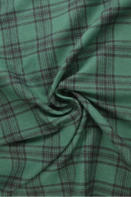 Sort og grøn skotskternet flannel, metervare til erhverv (billede 1 af 14)