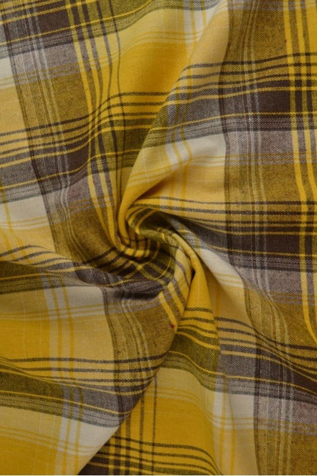 Gul og brun skotskternet flannel, metervare til erhverv (billede 1 af 14)