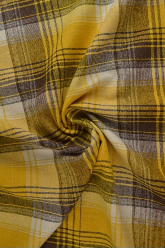 Gul og brun skotskternet flannel, metervare til erhverv (billede 1 af 14)